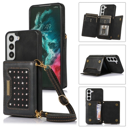 Three-fold RFID Leather Phone Case with Lanyard, For Samsung Galaxy Note20 Ultra, For Samsung Galaxy S20, For Samsung Galaxy S20+, For Samsung Galaxy S20 FE, For Samsung Galaxy S21, For Samsung Galaxy S22, For Samsung Galaxy S21 Ultra                  ...