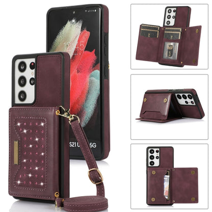 Three-fold RFID Leather Phone Case with Lanyard, For Samsung Galaxy Note20 Ultra, For Samsung Galaxy S20, For Samsung Galaxy S20+, For Samsung Galaxy S20 FE, For Samsung Galaxy S21, For Samsung Galaxy S22, For Samsung Galaxy S21 Ultra                  ...