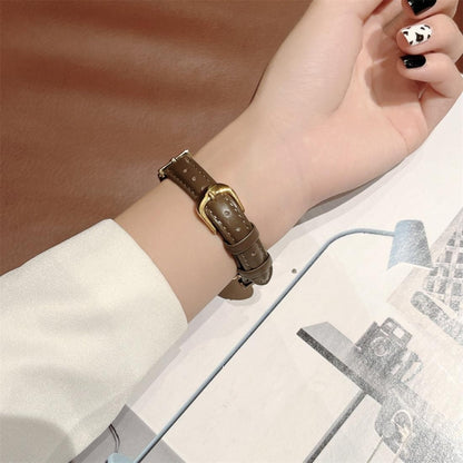 D-shaped Steel + Genuine Leather Watch Band, For Xiaomi Mi Band 3 / 4, For Xiaomi Mi Band 5 / 6, For Xiaomi Mi Band 7
