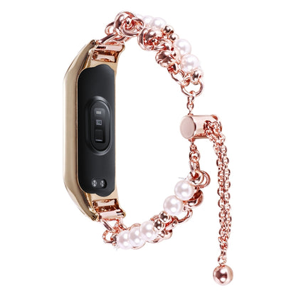 Double Pearl Bead String Metal Watch Band, For Xiaomi Mi Band 3 / 4, For Xiaomi Mi Band 5 / 6, For Xiaomi Mi Band 7