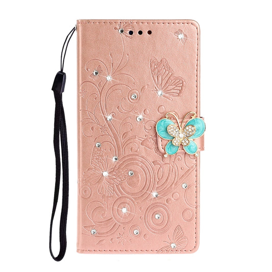 Horizontal Rhinestone Butterfly Embossed Leather Case with Card Slot & Wallet & Holder, For Galaxy A01, For OPPO A11, For Galaxy A21, For Galaxy A41, For Huawei P40
