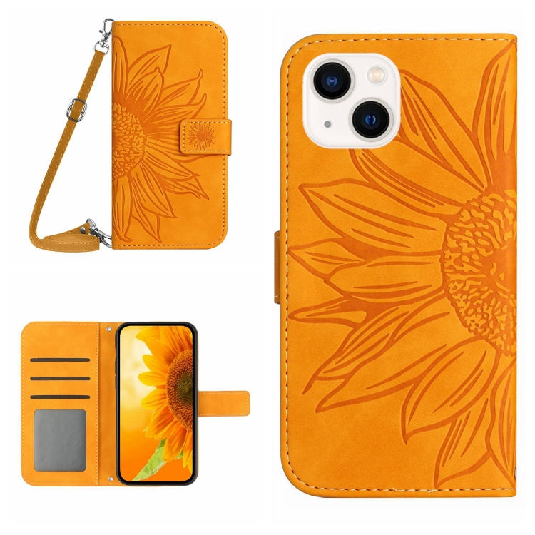 Skin Feel Sun Flower Pattern Flip Leather Phone Case, For iPhone 13 Pro, For iPhone 13 Pro Max, For iPhone 14, For iPhone 14 Plus
