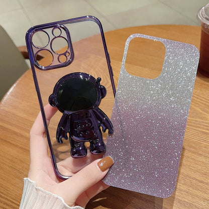 Astronaut Holder Gradient Glitter Powder Phone Case, For iPhone 14, For iPhone 14 Plus, For iPhone 14 Pro, For iPhone 14 Pro Max, For iPhone 13, For iPhone 13 Pro