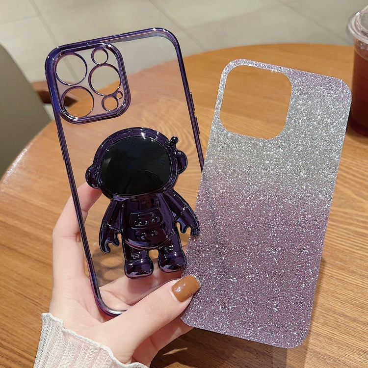 Astronaut Holder Gradient Glitter Powder Phone Case, For iPhone 13 Pro Max, For iPhone 12, For iPhone 12 Pro, For iPhone 12 Pro Max, For iPhone 11, For iPhone 11 Pro