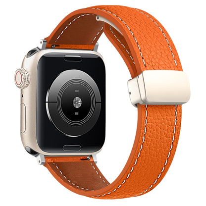 Folding Buckle Genuine Leather Watch Band, For Apple Watch Ultra 49mm / Series 8&7 45mm / SE 2&6&SE&5&4 44mm / 3&2&1 42mm, For Apple Watch Series 8&7 41mm / SE 2&6&SE&5&4 40mm / 3&2&1 38mm