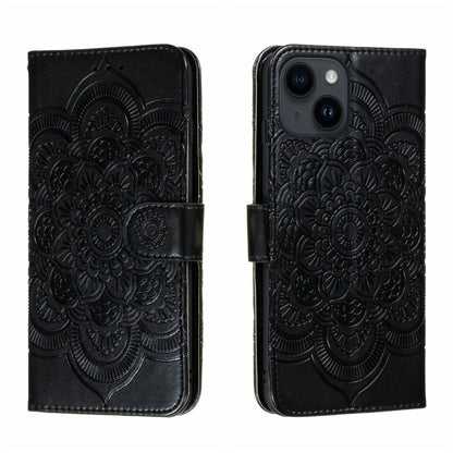 Sun Mandala Embossing Leather Phone Case, For iPhone 14 / 13, For iPhone 14 Plus, For iPhone 14 Pro, For iPhone 14 Pro Max