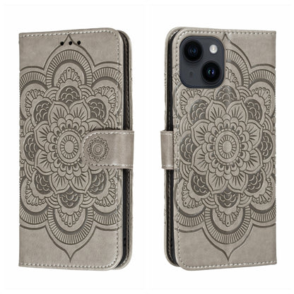 Sun Mandala Embossing Leather Phone Case, For iPhone 14 / 13, For iPhone 14 Plus, For iPhone 14 Pro, For iPhone 14 Pro Max
