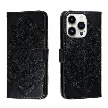 Sun Mandala Embossing Leather Phone Case, For iPhone 14 / 13, For iPhone 14 Plus, For iPhone 14 Pro, For iPhone 14 Pro Max