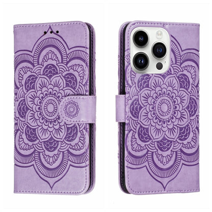 Sun Mandala Embossing Leather Phone Case, For iPhone 14 / 13, For iPhone 14 Plus, For iPhone 14 Pro, For iPhone 14 Pro Max