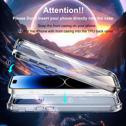 360 Full Body Clear Four Corner Airbags Phone Case, For iPhone 14, For iPhone 14 Plus, For iPhone 14 Pro, For iPhone 14 Pro Max
