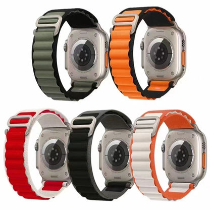 Breathable Two-color Nylon Watch Band For Apple Watch, Ultra 49mm / Series 8&7 45mm / SE 2&6&SE&5&4 44mm / 3&2&1 42mm, Series 8&7 41mm / SE 2&6&SE&5&4 40mm / 3&2&1 38mm