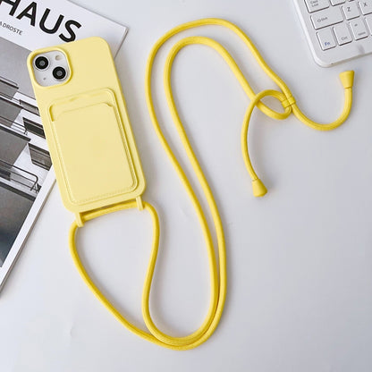 Crossbody Lanyard Elastic Silicone Card Holder Phone Case, For iPhone 13 Pro Max, For iPhone 12, For iPhone 12 Pro