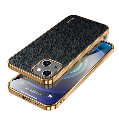 SULADA Shockproof TPU + Handmade Leather Phone Case, For iPhone 14, For iPhone 14 Plus, For iPhone 14 Pro, For iPhone 14 Pro Max