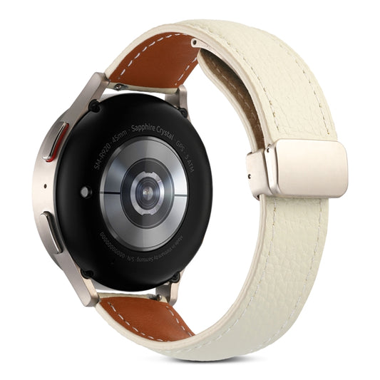 Folding Buckle Genuine Leather Watch Band, For Samsung Galaxy Watch 5