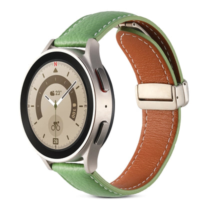 Folding Buckle Genuine Leather Watch Band, For Samsung Galaxy Watch 5