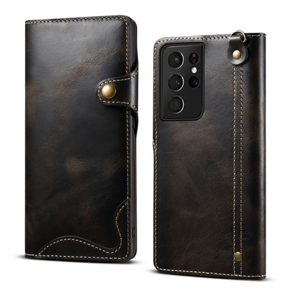 Denior Oil Wax Cowhide Magnetic Button Genuine Leather Case, For Samsung Galaxy S20+, For Samsung Galaxy S20 Ultra, For Samsung Galaxy Note20, For Samsung Galaxy Note20 Ultra, For Samsung Galaxy S21 5G, For Samsung Galaxy S21+ 5G                       ...