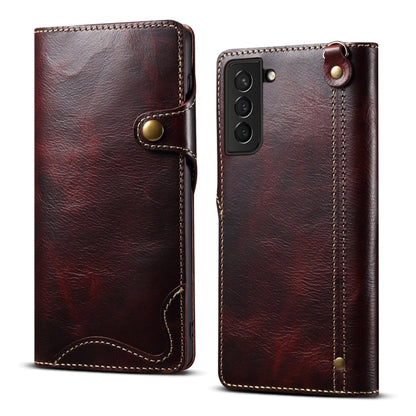 Denior Oil Wax Cowhide Magnetic Button Genuine Leather Case, For Samsung Galaxy S20+, For Samsung Galaxy S20 Ultra, For Samsung Galaxy Note20, For Samsung Galaxy Note20 Ultra, For Samsung Galaxy S21 5G, For Samsung Galaxy S21+ 5G                       ...