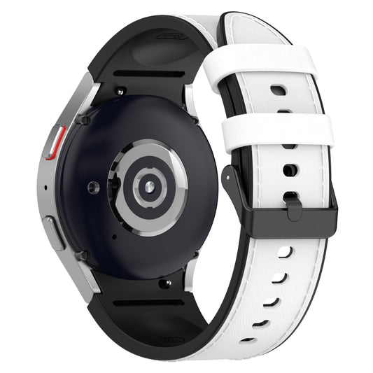 For Samsung Galaxy Watch5 44mm / 40mm Silicone Leather Black Buckle Watch Band, S, L