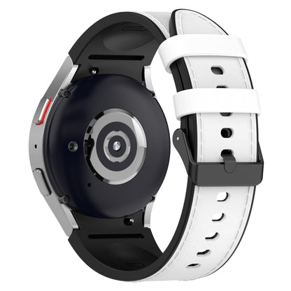 For Samsung Galaxy Watch5 44mm / 40mm Silicone Leather Black Buckle Watch Band, S, L
