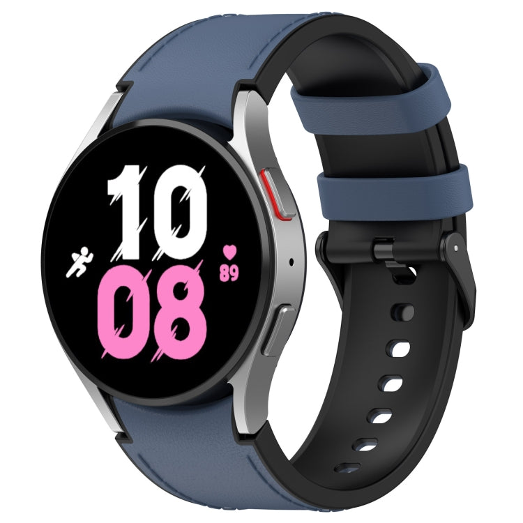 For Samsung Galaxy Watch5 44mm / 40mm Silicone Leather Black Buckle Watch Band, S, L
