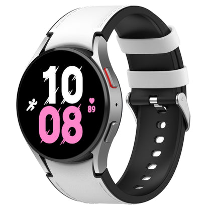For Samsung Galaxy Watch5 44mm / 40mm Silicone Leather Silver Buckle Watch Band, S, L
