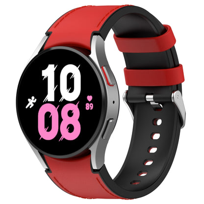 For Samsung Galaxy Watch5 44mm / 40mm Silicone Leather Silver Buckle Watch Band, S, L