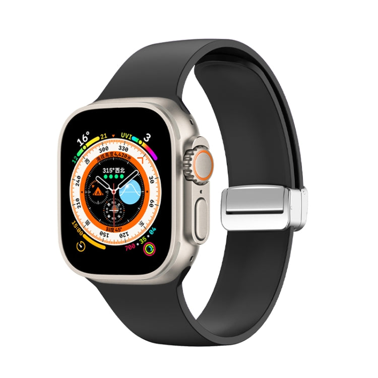 Folding Buckle Silicone Watch Band, For Apple Watch Ultra 49mm, For Apple Watch Series 8&7 45mm / SE 2&6&SE&5&4 44mm / 3&2&1 42mm, For Apple Watch Series 8&7 41mm / SE 2&6&SE&5&4 40mm / 3&2&1 38mm