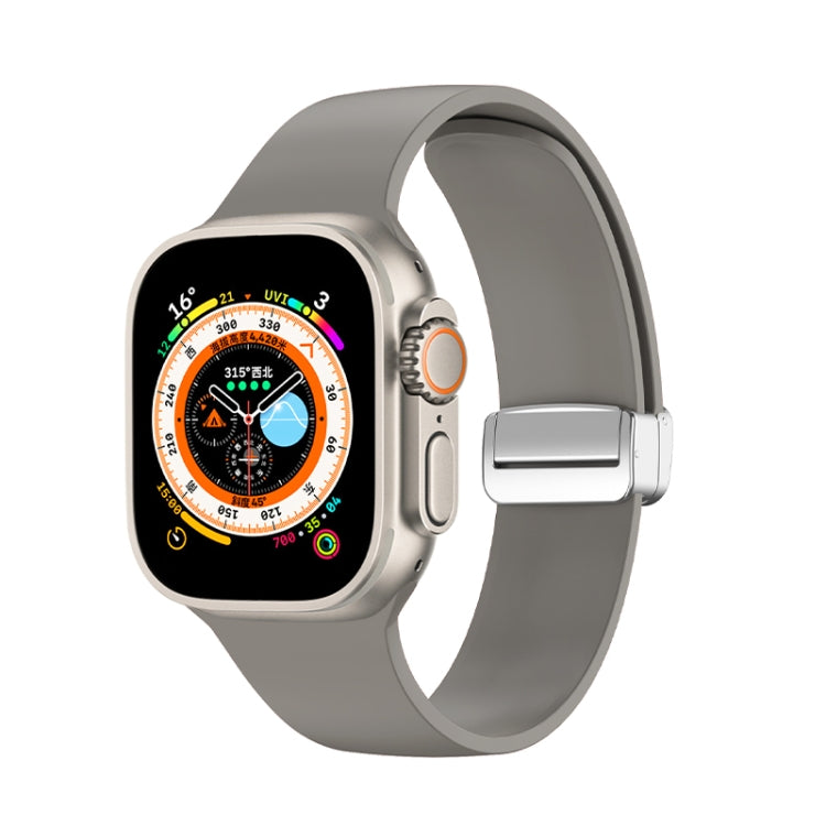 Folding Buckle Silicone Watch Band, For Apple Watch Ultra 49mm, For Apple Watch Series 8&7 45mm / SE 2&6&SE&5&4 44mm / 3&2&1 42mm, For Apple Watch Series 8&7 41mm / SE 2&6&SE&5&4 40mm / 3&2&1 38mm