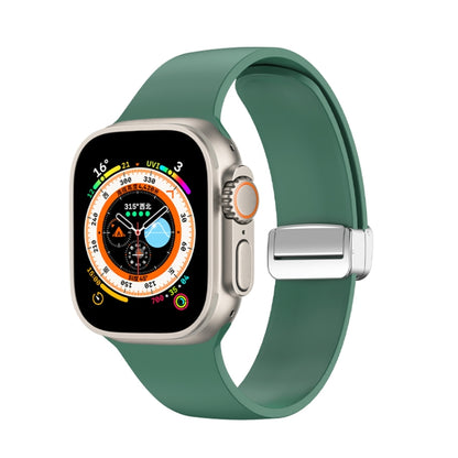 Folding Buckle Silicone Watch Band, For Apple Watch Ultra 49mm, For Apple Watch Series 8&7 45mm / SE 2&6&SE&5&4 44mm / 3&2&1 42mm, For Apple Watch Series 8&7 41mm / SE 2&6&SE&5&4 40mm / 3&2&1 38mm