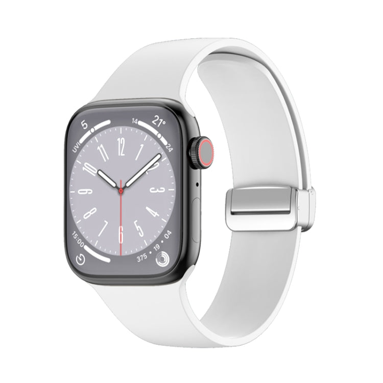Folding Buckle Silicone Watch Band, For Apple Watch Ultra 49mm, For Apple Watch Series 8&7 45mm / SE 2&6&SE&5&4 44mm / 3&2&1 42mm, For Apple Watch Series 8&7 41mm / SE 2&6&SE&5&4 40mm / 3&2&1 38mm