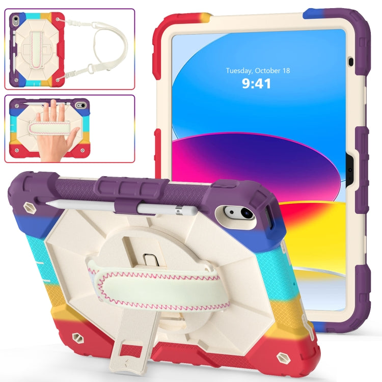 Contrast Color Robot Shockproof Silicon + PC Tablet Protective Case with Crossbody Rope, For iPad 10th Gen 10.9 2022