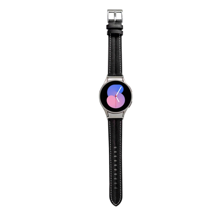 Grooved Genuine Leather Watch Band, For Samsung Galaxy Watch5 40mm / 44mm