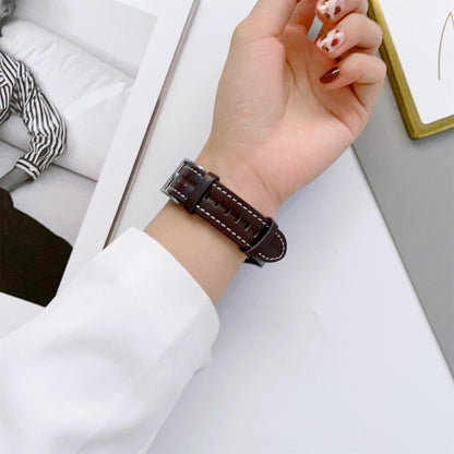 Grooved Genuine Leather Watch Band, For Samsung Galaxy Watch5 40mm / 44mm