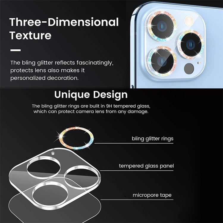 Tempered Glass Glitter CD Texture Back Camera Film, For iPhone 14 / 14 Plus (1 PC), For iPhone 14 Pro Max / 14 Pro (1 PC)
