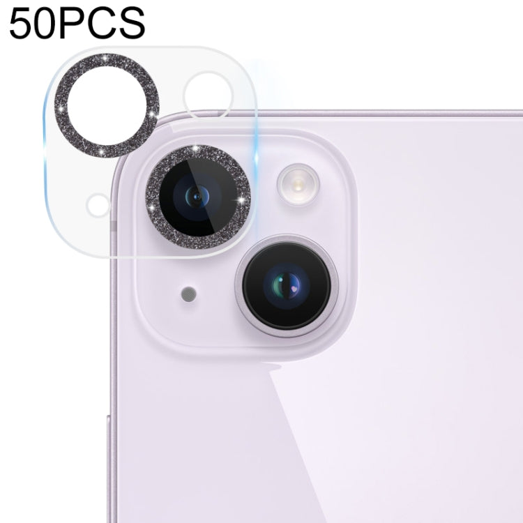 50pcs Tempered Glass Glitter CD Texture Back Camera Film, For iPhone 14 / 14 Plus (50 PCS), For iPhone 14 Pro Max / 14 Pro (50 PCS)
