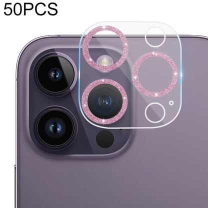 50pcs Tempered Glass Glitter CD Texture Back Camera Film, For iPhone 14 / 14 Plus (50 PCS), For iPhone 14 Pro Max / 14 Pro (50 PCS)