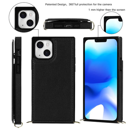 Cross-body Square Dual-Buckle Card Flip Wallet Phone Case, For iPhone 14, For iPhone 14 Plus, For iPhone 14 Pro, For iPhone 14 Pro Max
