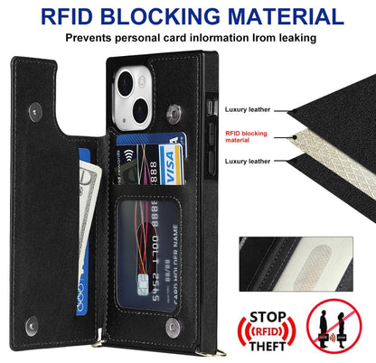 Cross-body Square Dual-Buckle Card Flip Wallet Phone Case, For iPhone 14, For iPhone 14 Plus, For iPhone 14 Pro, For iPhone 14 Pro Max