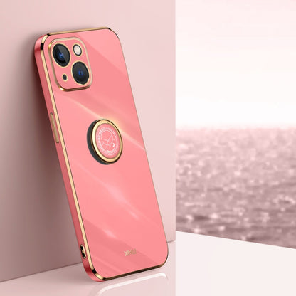 XINLI Straight Edge 6D Electroplate TPU Phone Case with Ring Holder, For iPhone 14, For iPhone 14 Plus, For iPhone 14 Pro, For iPhone 14 Pro Max, For iPhone 13, For iPhone 13 mini
