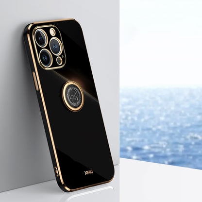XINLI Straight Edge 6D Electroplate TPU Phone Case with Ring Holder, For iPhone 14, For iPhone 14 Plus, For iPhone 14 Pro, For iPhone 14 Pro Max, For iPhone 13, For iPhone 13 mini