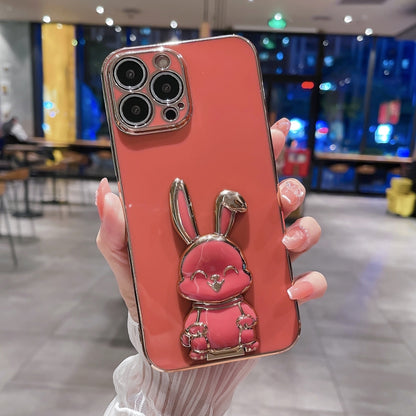 Plating Rabbit Holder Phone Case, For iPhone 14, For iPhone 14 Plus, For iPhone 14 Pro, For iPhone 14 Pro Max, For iPhone 13, For iPhone 13 Pro