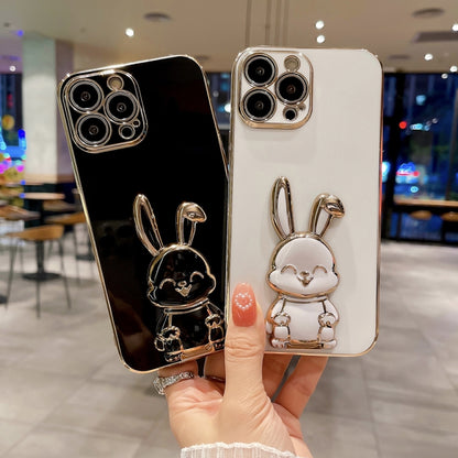 Plating Rabbit Holder Phone Case, For iPhone 14, For iPhone 14 Plus, For iPhone 14 Pro, For iPhone 14 Pro Max, For iPhone 13, For iPhone 13 Pro
