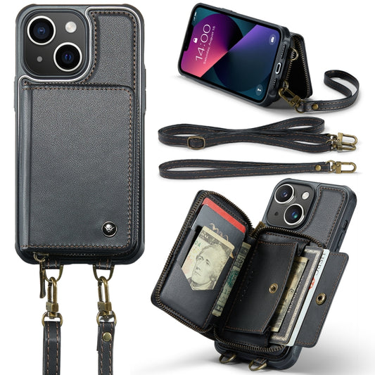 JEEHOOD C22 Series Zipper Wallet Leather Phone Case with Dual Lanyard, For iPhone 13, For iPhone 13 Pro, For iPhone 13 Pro Max, For iPhone 12, For iPhone 12 Pro Max, For iPhone 11, For iPhone 11 Pro, For iPhone 11 Pro Max
