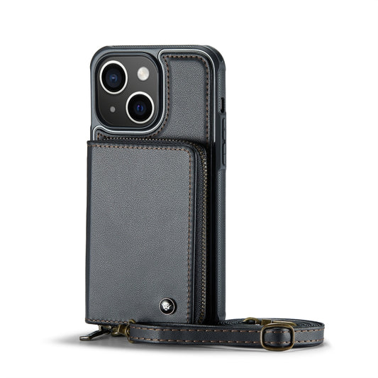 JEEHOOD C22 Series Zipper Wallet Leather Phone Case with Dual Lanyard, For iPhone 13, For iPhone 13 Pro, For iPhone 13 Pro Max, For iPhone 12, For iPhone 12 Pro Max, For iPhone 11, For iPhone 11 Pro, For iPhone 11 Pro Max