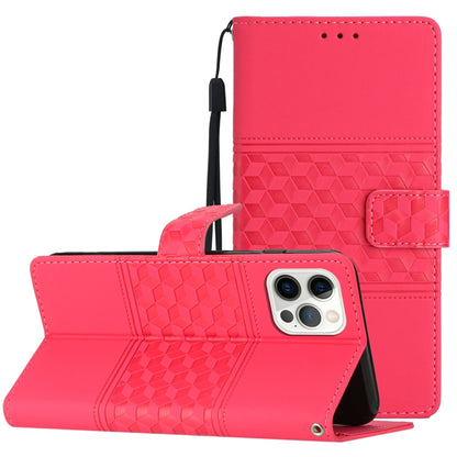 Diamond Embossed Skin Feel Leather Phone Case with Lanyard, For iPhone 11, For iPhone 11 Pro, For iPhone 11 Pro Max, For iPhone 12 mini, For iPhone 12 Pro, For iPhone 12 Pro Max, For iPhone 13, For iPhone 13 mini