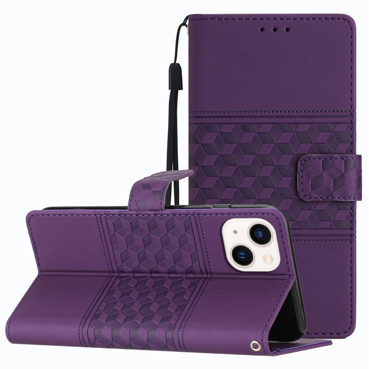 Diamond Embossed Skin Feel Leather Phone Case with Lanyard, For iPhone 11, For iPhone 11 Pro, For iPhone 11 Pro Max, For iPhone 12 mini, For iPhone 12 Pro, For iPhone 12 Pro Max, For iPhone 13, For iPhone 13 mini