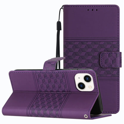 Diamond Embossed Skin Feel Leather Phone Case with Lanyard, For iPhone 11, For iPhone 11 Pro, For iPhone 11 Pro Max, For iPhone 12 mini, For iPhone 12 Pro, For iPhone 12 Pro Max, For iPhone 13, For iPhone 13 mini