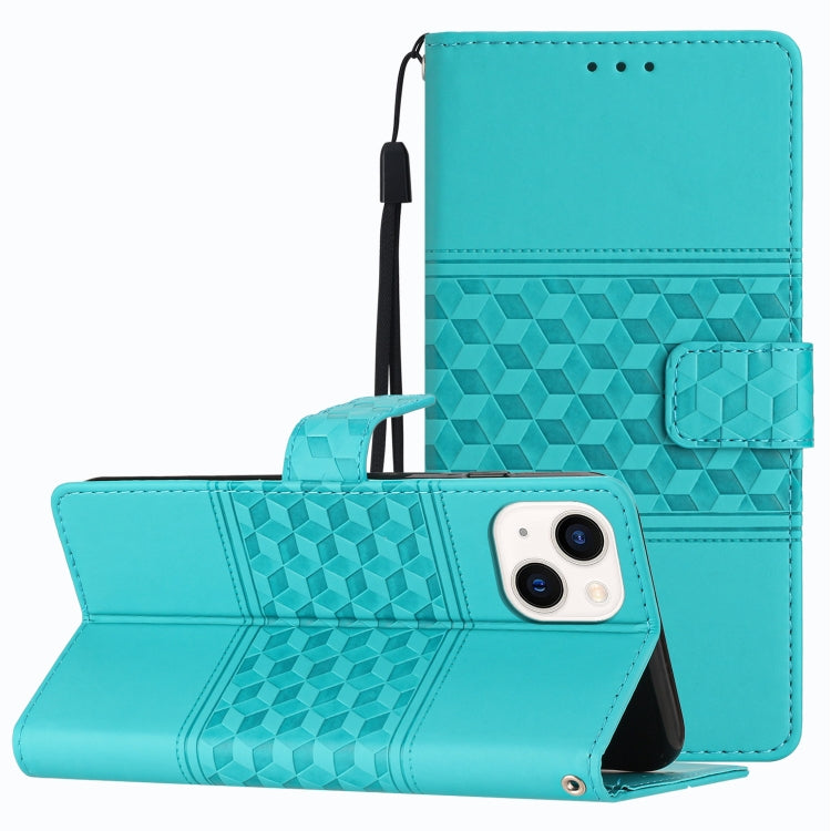 Diamond Embossed Skin Feel Leather Phone Case with Lanyard, For iPhone 11, For iPhone 11 Pro, For iPhone 11 Pro Max, For iPhone 12 mini, For iPhone 12 Pro, For iPhone 12 Pro Max, For iPhone 13, For iPhone 13 mini