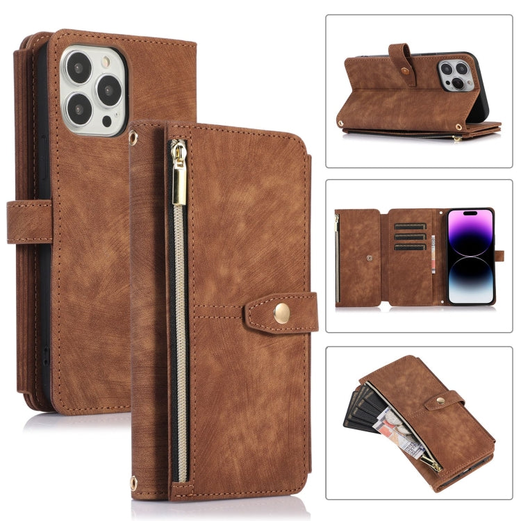 Dream 9-Card Wallet Zipper Bag Leather Phone Case, For iPhone 14, For iPhone 14 Plus, For iPhone 14 Pro, For iPhone 14 Pro Max, For iPhone 13, For iPhone 13 Pro, For iPhone 13 Pro Max, For iPhone 12 mini