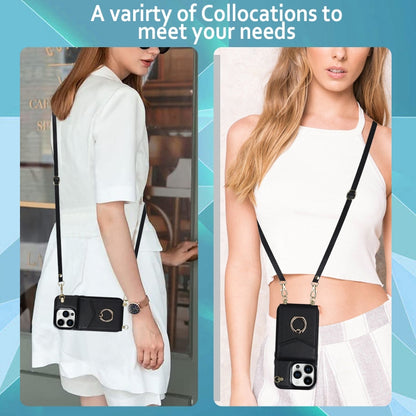 Ring Holder RFID Card Slot Phone Case with Long Lanyard, For iPhone 14, For iPhone 14 Plus, For iPhone 14 Pro, For iPhone 14 Pro Max, For Samsung Galaxy S22 5G, For Samsung Galaxy S22+ 5G, For Samsung Galaxy S22 Ultra 5G, For Samsung Galaxy S23 5G     ...